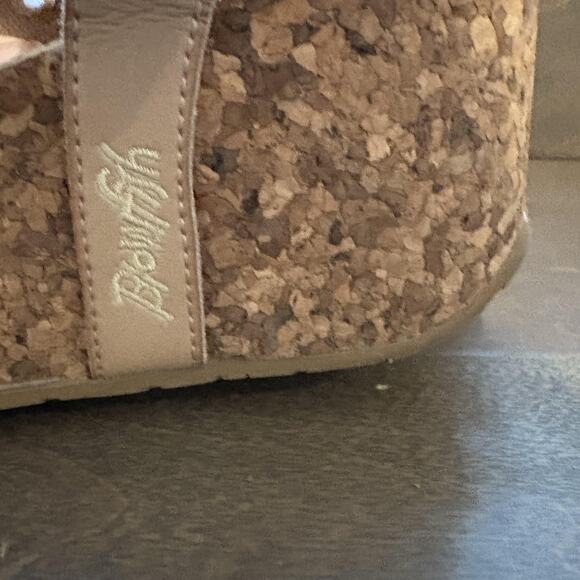 Blowfish Malibu Shoes Womens Size 7.5 Beige Platform Sandals Cork‎ Wedge Flower - Picture 6 of 11